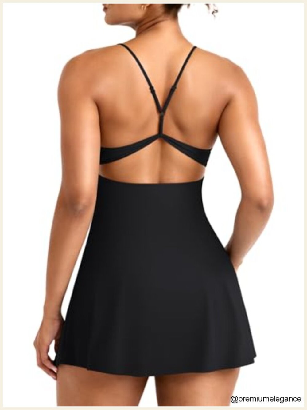 Women's Tennis Dress with Built-in Shorts, V-Neck, Open Back, Adjustable